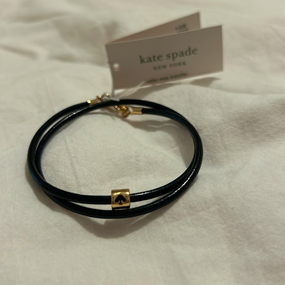 COPY - NWT Black leather cord wrap style Kate Spade bracelet with gold Kate Spa…